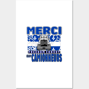 QUEBEC - MERCI AUX CAMIONNEURS - LIBERTÉ - QUEBEC TRUCKERS FOR FREEDOM CONVOY 2022 Posters and Art